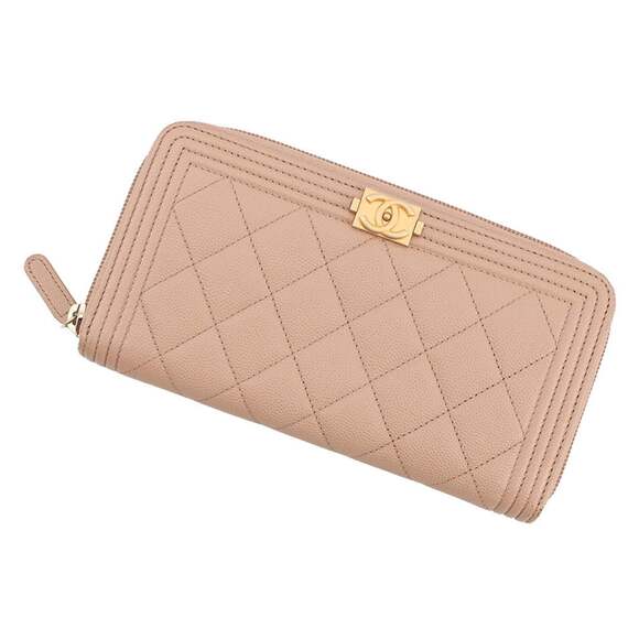 Chanel Boy's Coco Mark Matelasse Round Zip Wallet A80815 CHANEL